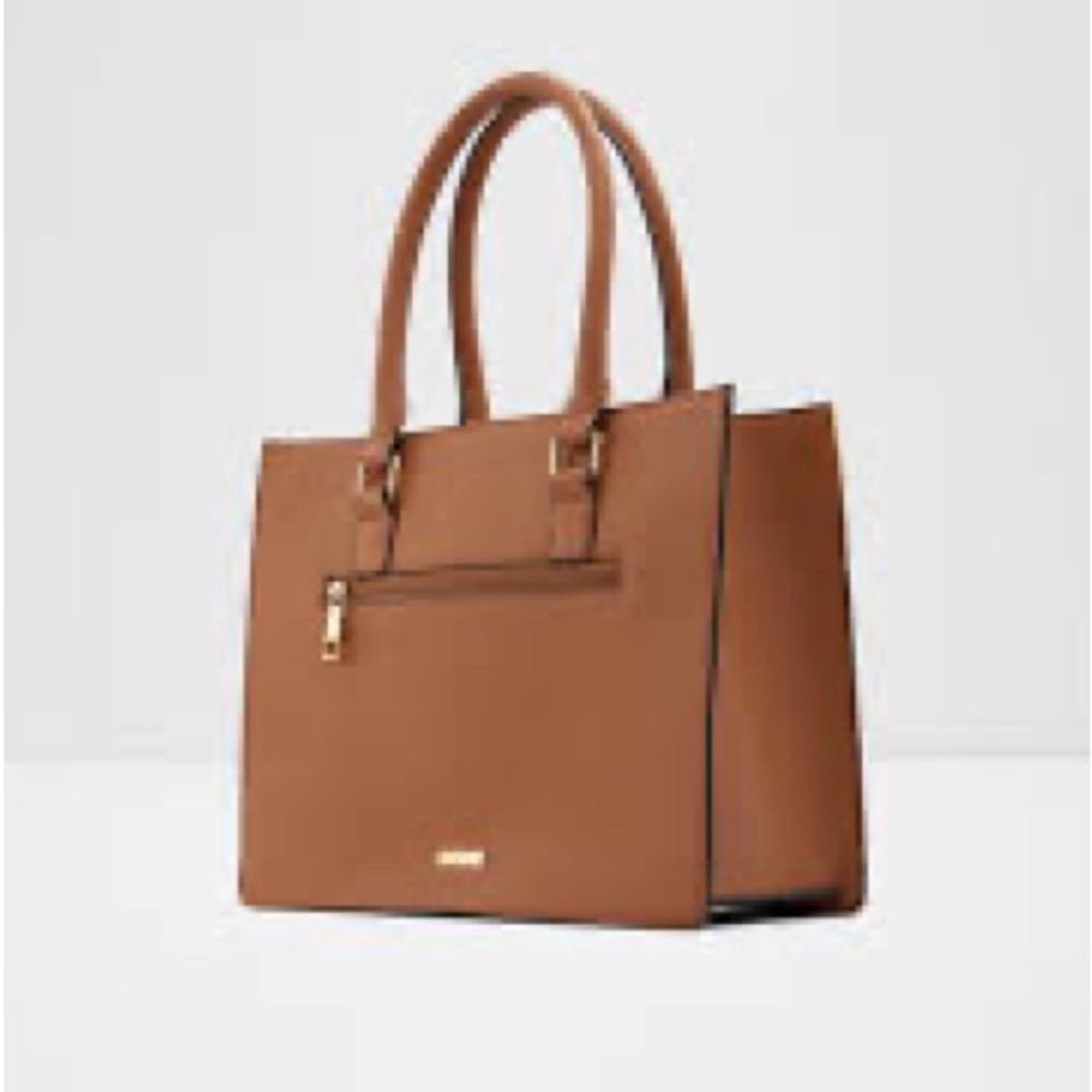 New Aldo Rhani brown purse handbag crossbody/ handle gold accents
